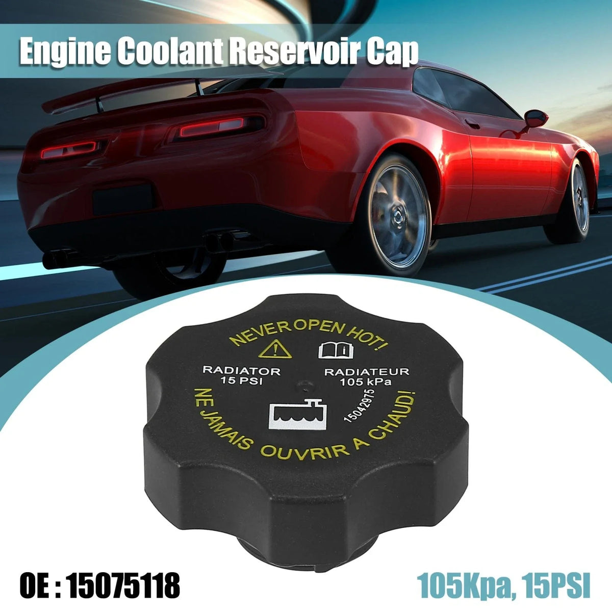 Radiator Coolant Recovery Cap 15075118 for GMC Sierra 3500