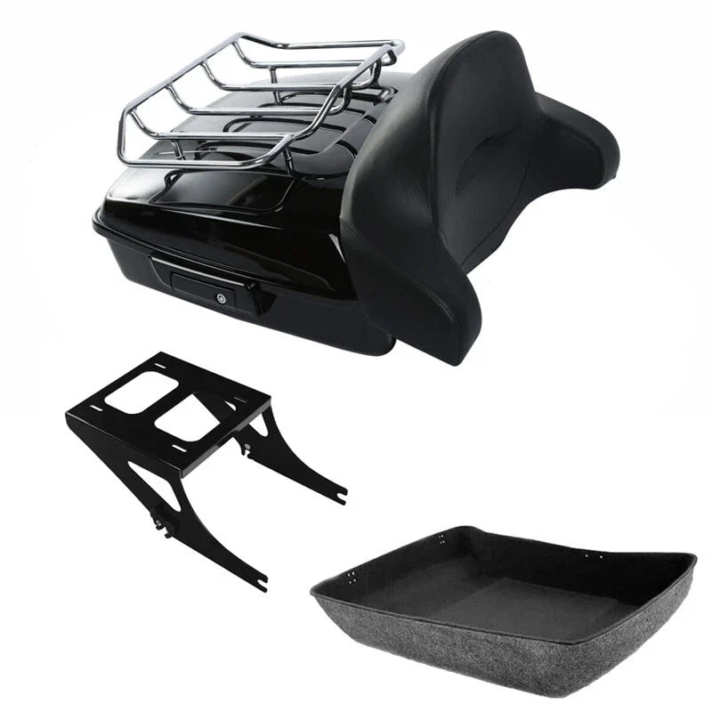 Chopped Trunk Pad + Mount Rack Compatible with Harley Fatboy FLSTF 08-17
