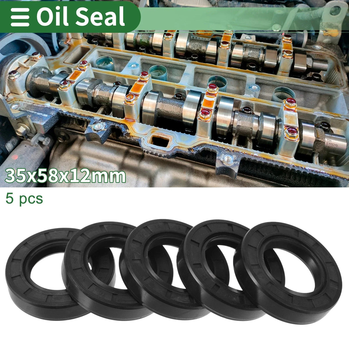 Set of 5 Oil Seal Rotary Shaft Seal NBR Rubber 35x58x12mm