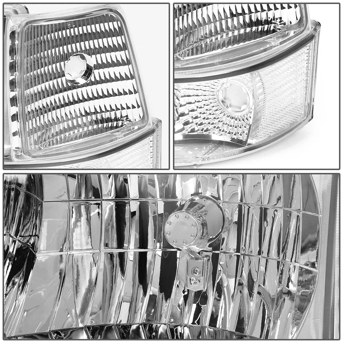 LED DRL Chrome Clear Bumper Headlight Lamps for Ford F-Series (1992–1996)