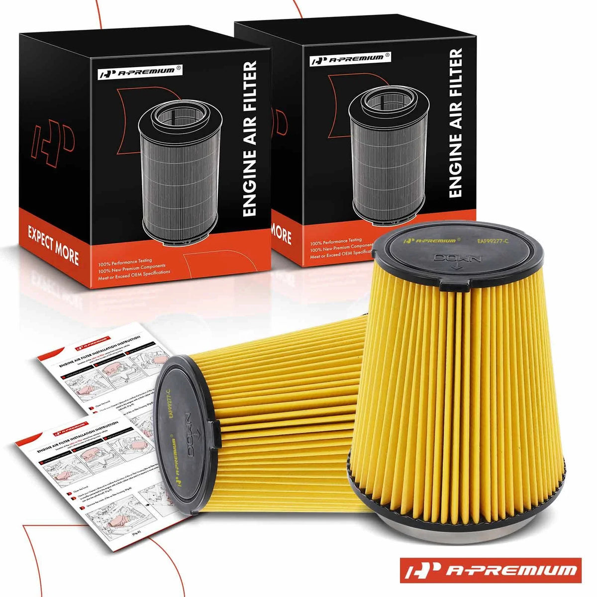 2X Engine Air Filter for Ford Mustang (2015–2022) V8 5.0L 5.2L