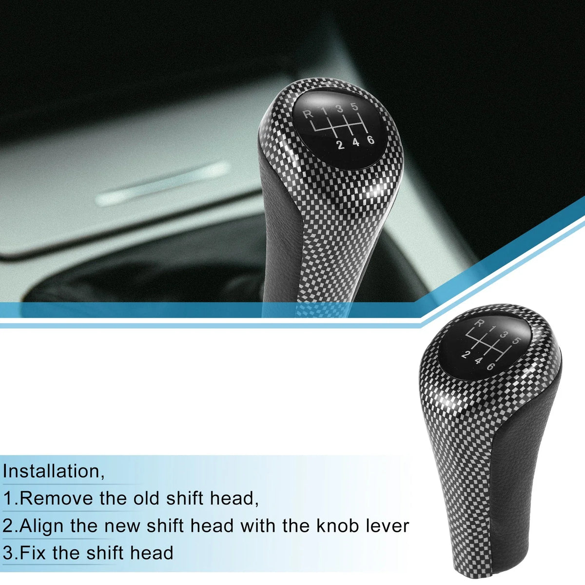 6 Speed Manual Gear Shift Knob for BMW 1 3 5 6 Series (E81) Black Silver Tone
