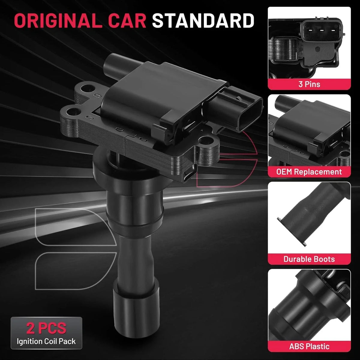 2PC Ignition Coil GN10385 for Mitsubishi Lancer 2.0L L4 (2002–2007)