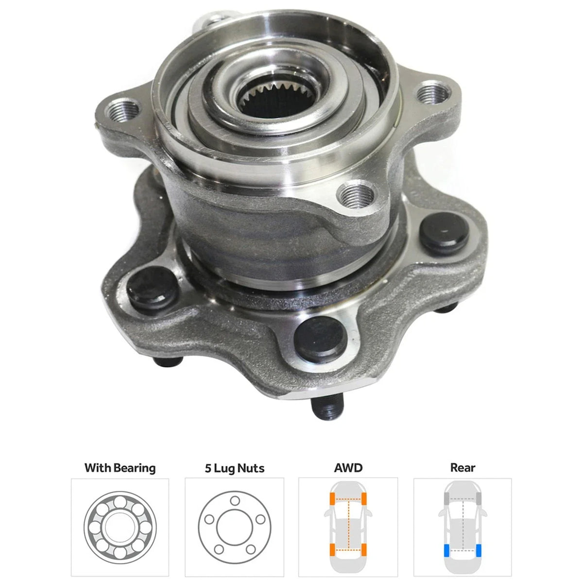 Front & Rear Wheel Hubs with Bearing AWD for Nissan Juke 2011-2014