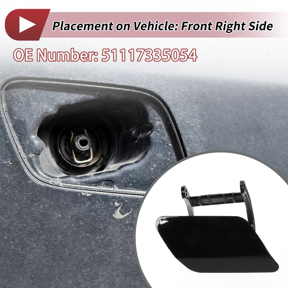 Black Front Right Washer Nozzle Cap Cover for BMW 740i 2013-2015