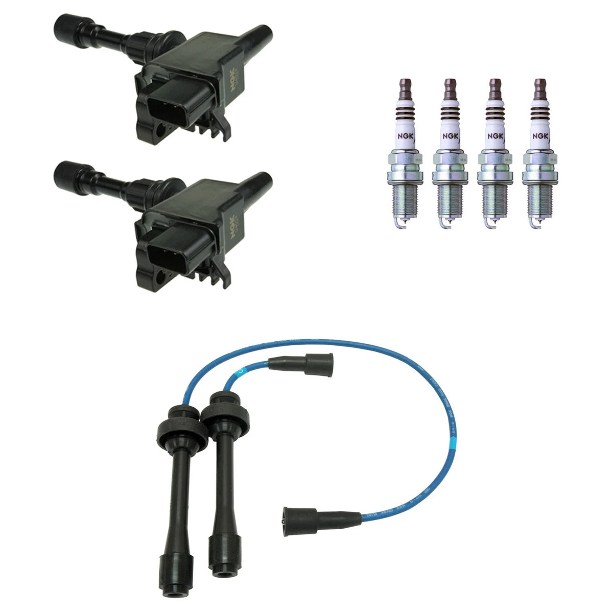 Set of 2 Ignition Coil Wires & 4 Iridium Spark Plugs for Mazda Miata (1990–2005)