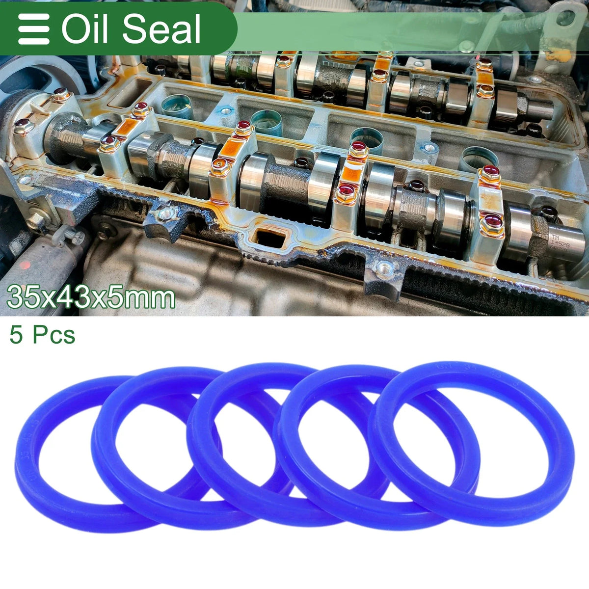 Set of 5 Oil Seal Ring 35x43x5mm for Rotary Shaft (High Pressure)