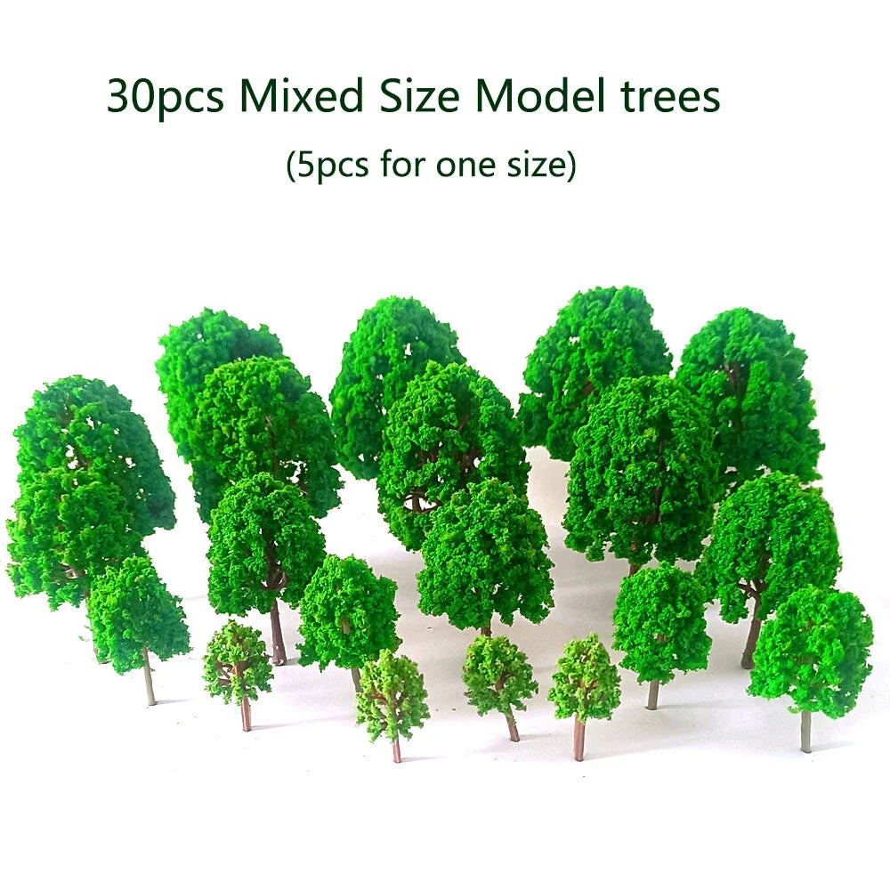 30 Mixed Size Trees for Train and Railway Scenery Layout