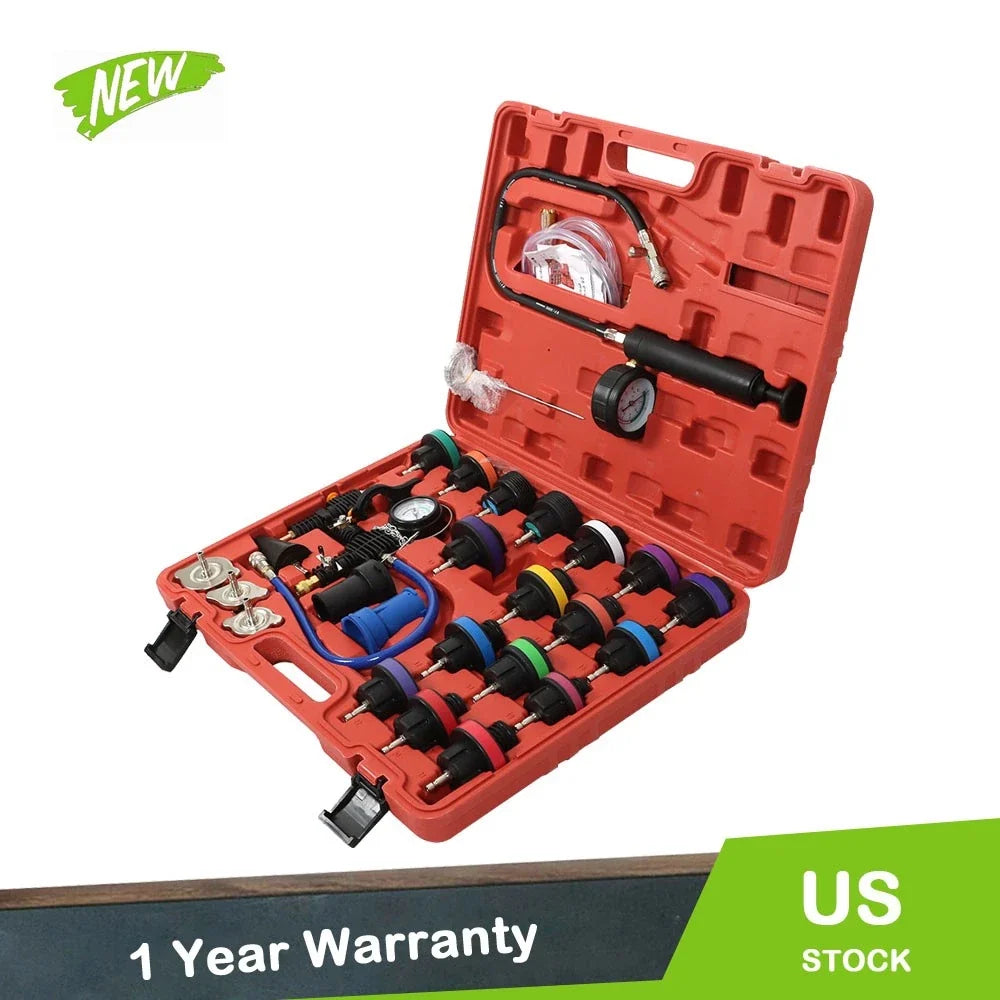 28Pcs Radiator Pressure Tester & Cooling System Vacuum Purge Kit
