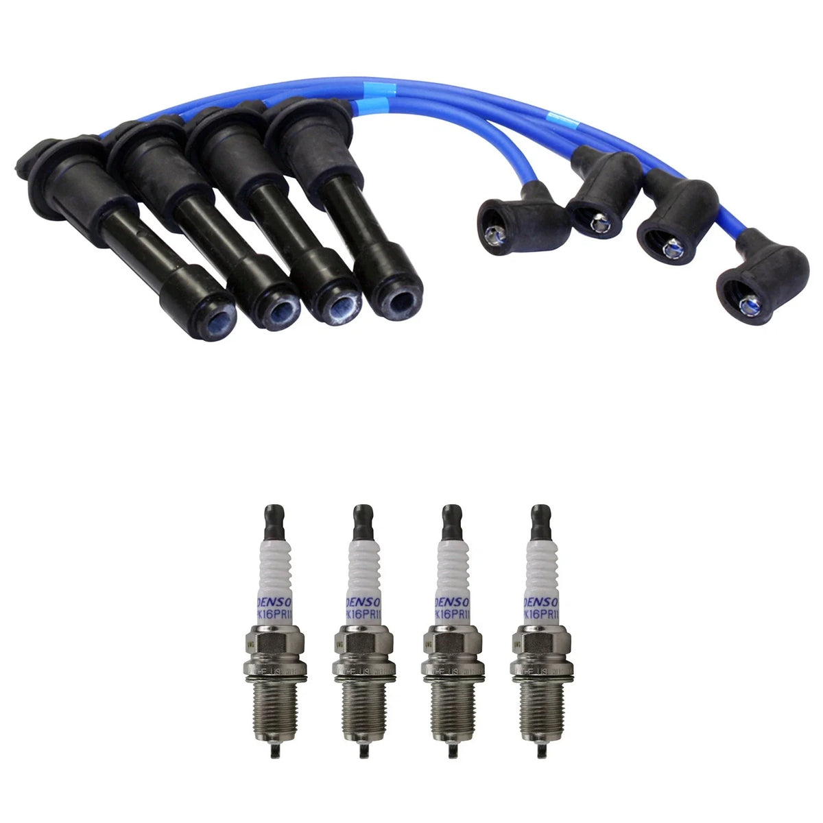 NGK 7mm Wire Set & Denso Platinum Spark Plug Kit for Mazda Miata (L4)
