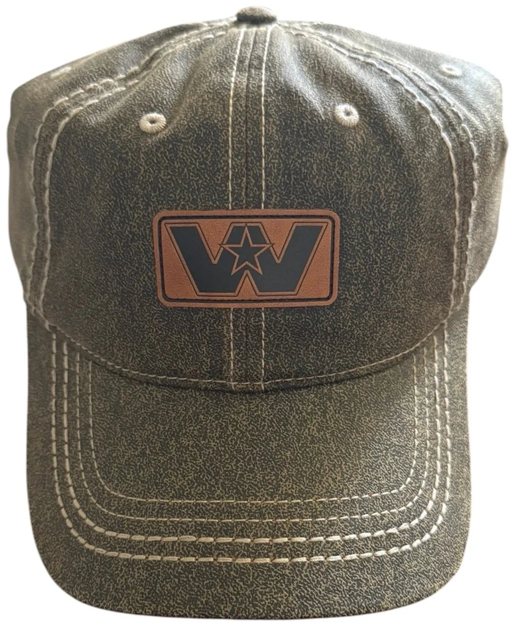 Western Star Cap with Leather Patch, Distressed Brown, Adjustable (2010–2023)