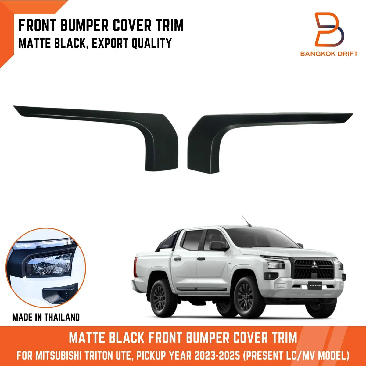 Front Bumper Headlight Trim Cover for Mitsubishi Triton L200 (23-25)