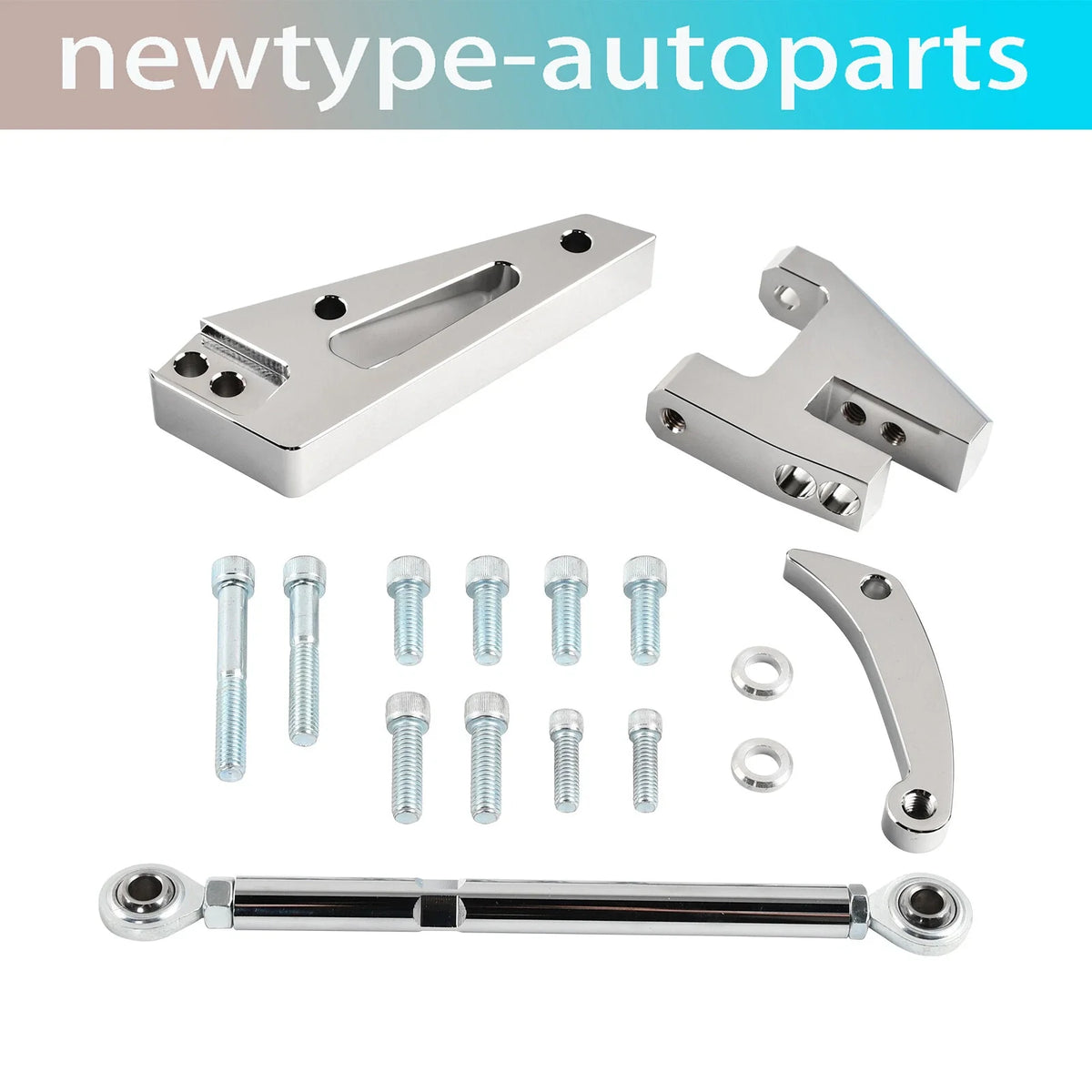 Chrome Aluminum Alternator Bracket Kit for SBC 1970-1985