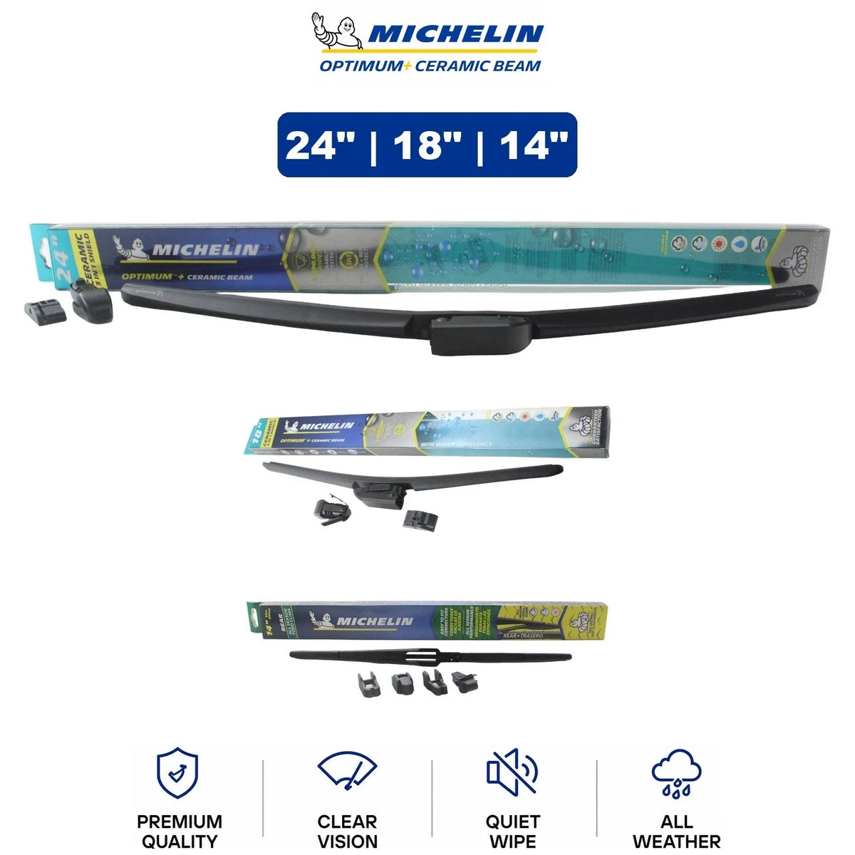 3-Pack Michelin Optimum+ Ceramic Wiper Blades for Mazda 2013-2016