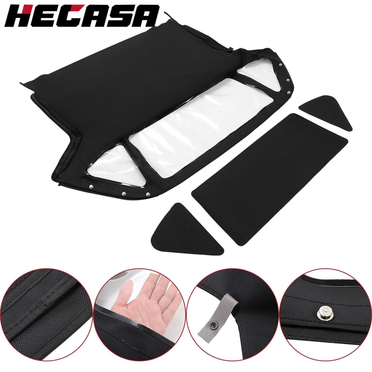 Soft Top with 3 Plastic Windows in Black Vinyl for MG Midget 1970-1980