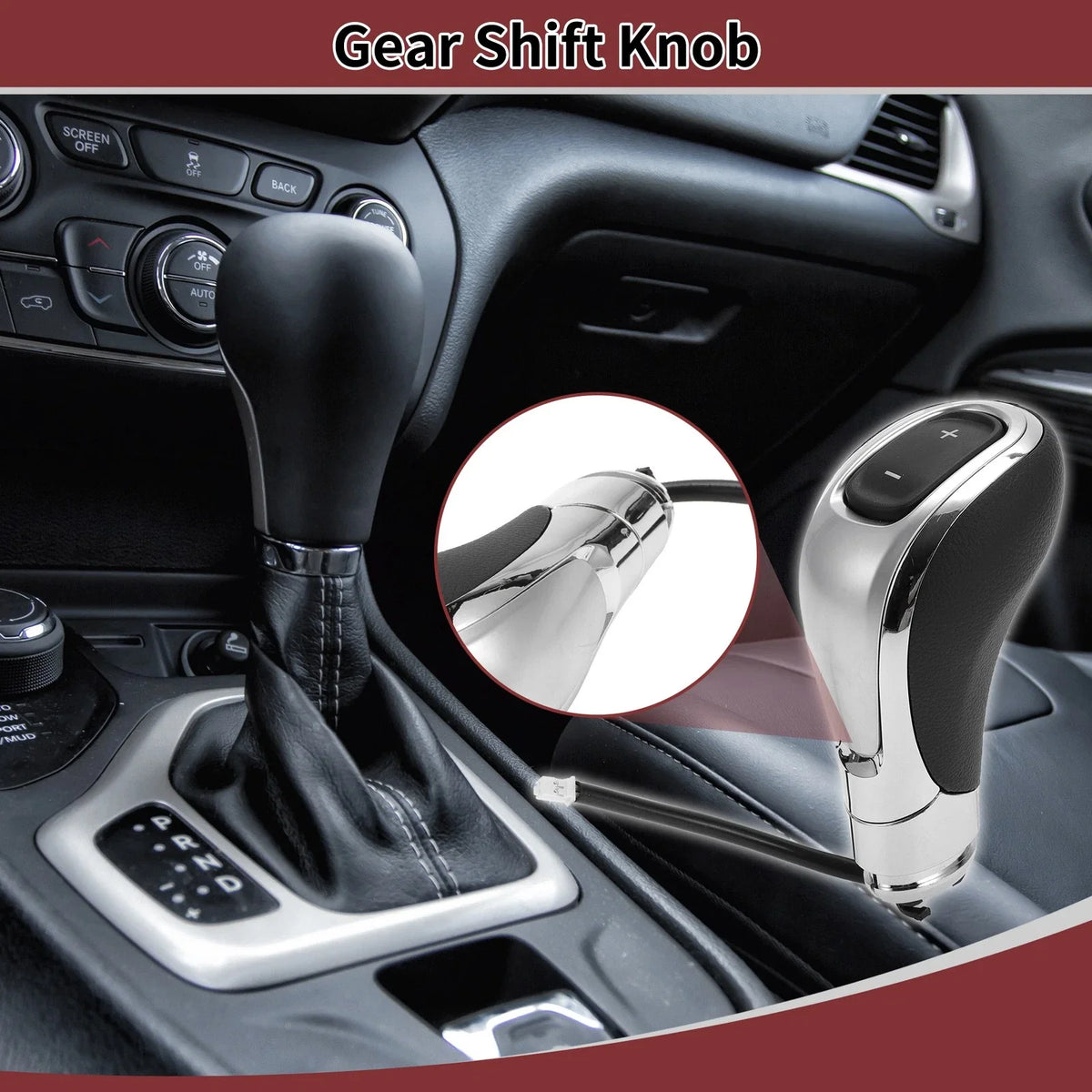 Automatic Gear Shifter Knob for Buick Encore (2013–2019) Plastic Black Silver