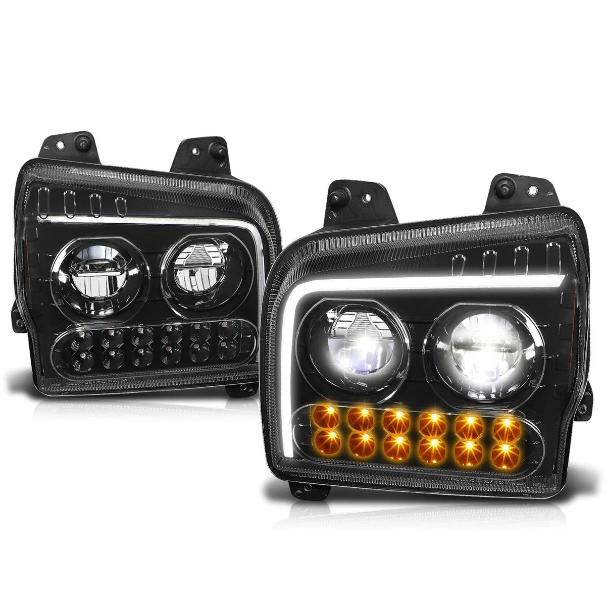 Full LED DRL Sequential Turn Signal Headlights for Kenworth W990 (2019–2024)