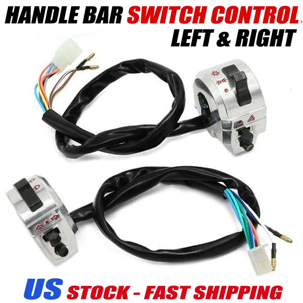 Chrome Handle Bar Switch Controls Set of 2 for 7/8" Universal Motorcycle