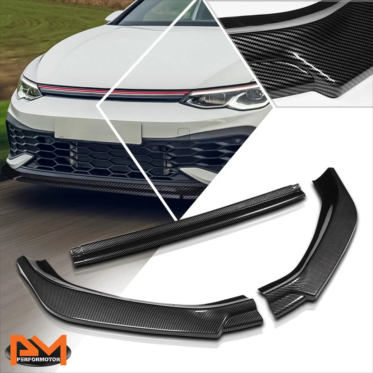 Carbon Style Front Bumper Splitter Lip for VW Golf MK7.5 2018-2021