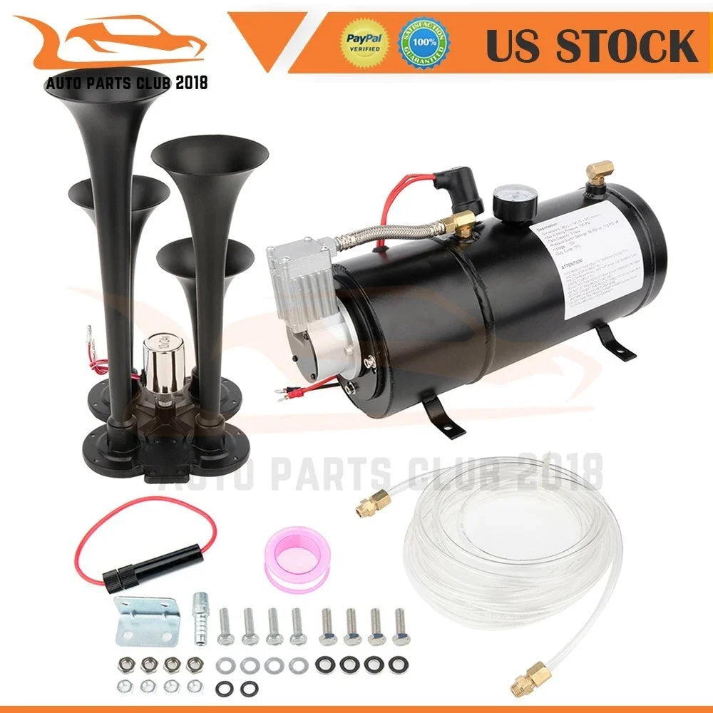 4 Trumpet Air Horn Kit for Universal Vehicles (12V)