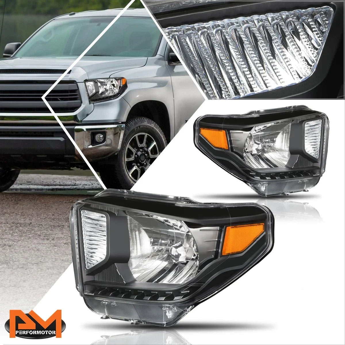 Black Housing Headlight for Tundra (2014–2020) with Amber Corner