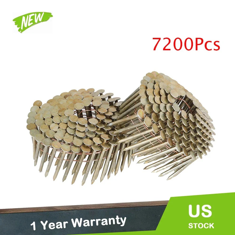 Set of 7200 Galvanized Roofing Nails 1-3/4" × 0.12" 15 Degree