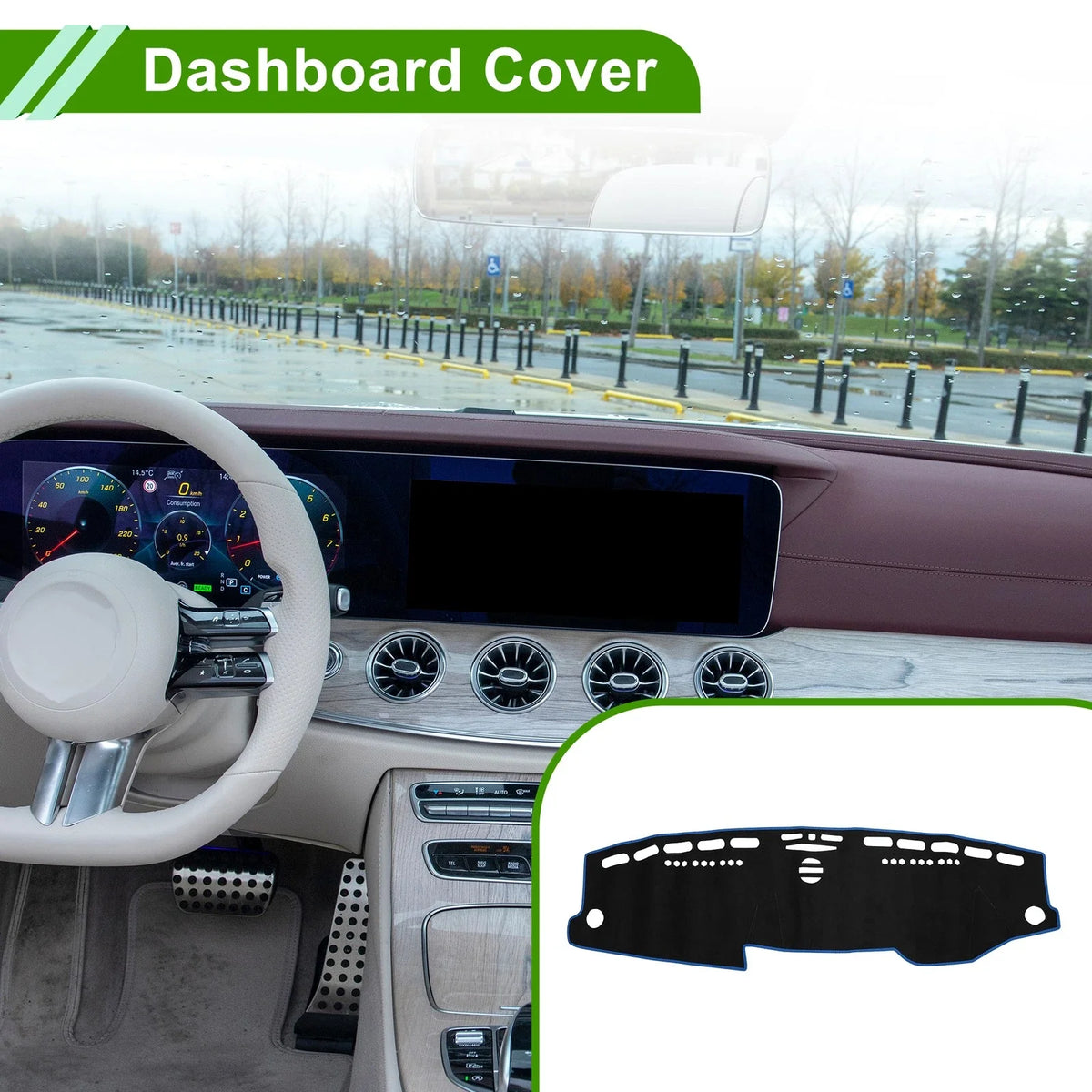 Dashboard Cover Mat for Mercedes E-Class (2010) Sun Protector Black Blue