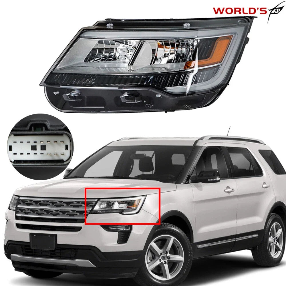 Headlight with LED for Ford Explorer (2016–2018) Chrome Housing Left