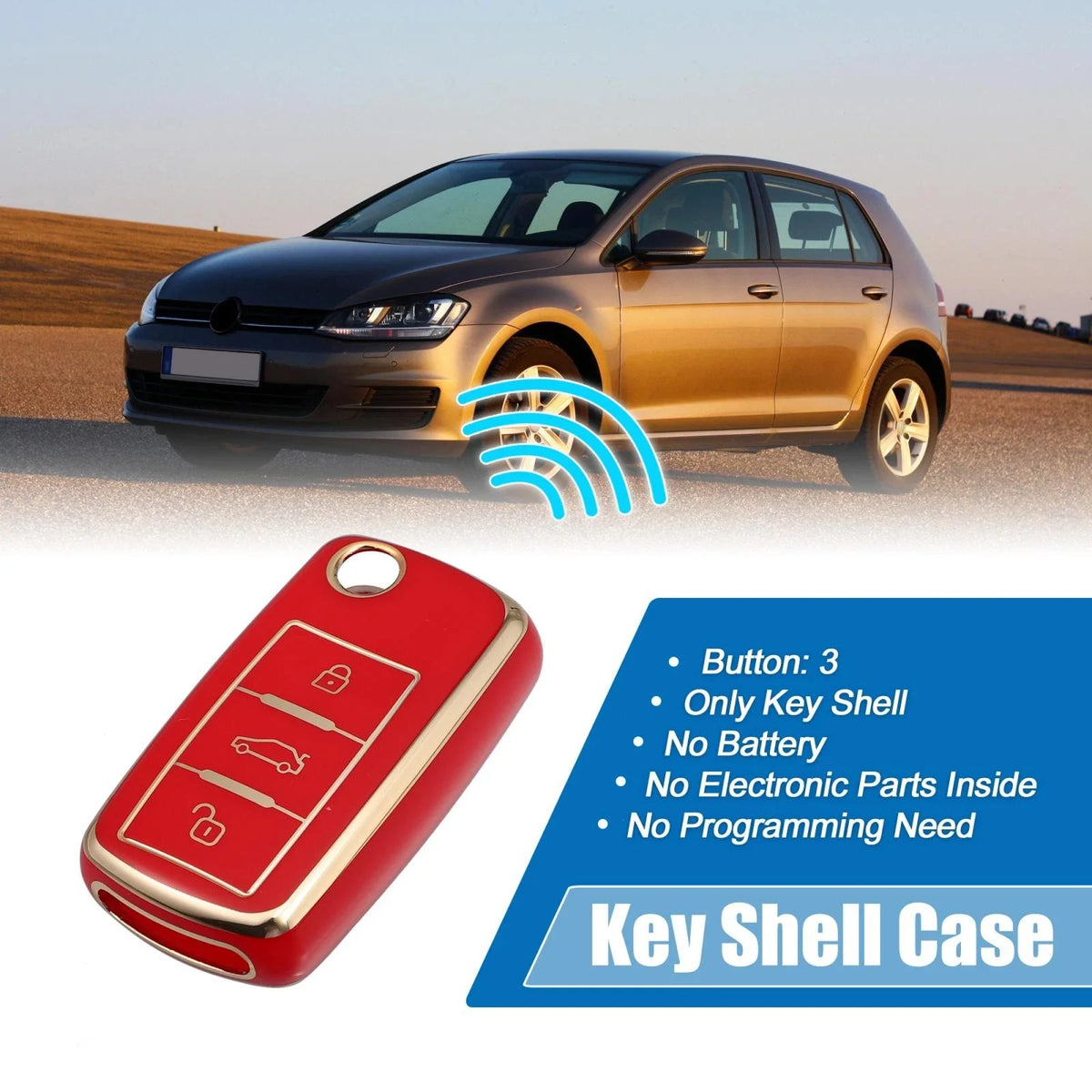 Silicone Key Fob Case Cover for Volkswagen Tiguan (2010–2017) Red