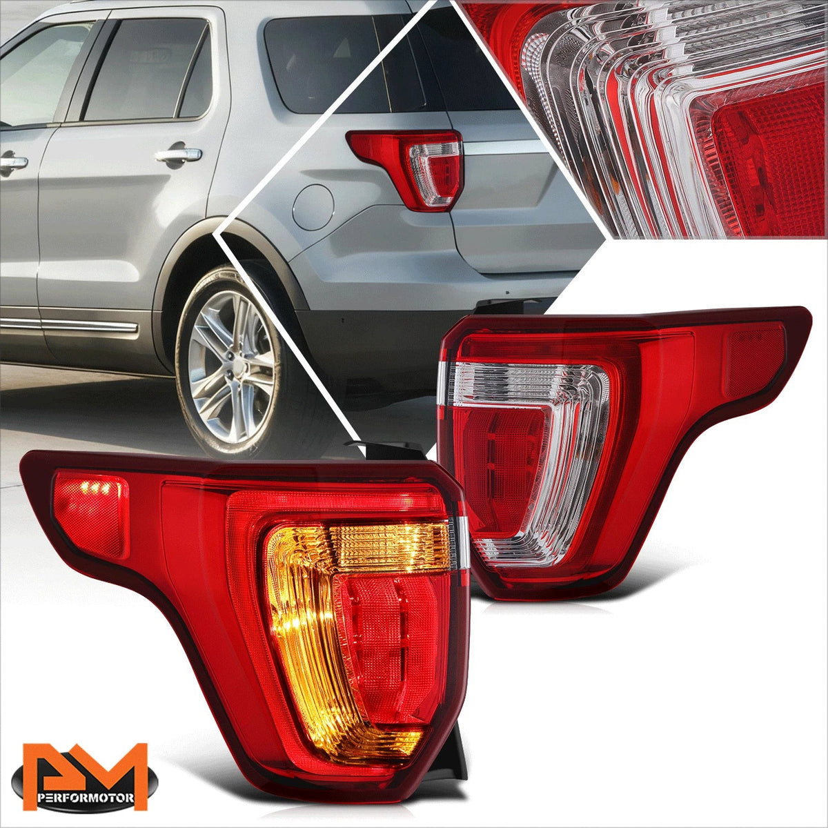 Chrome Rear Tail Lights for 2016-2019 Ford Explorer Police SUV