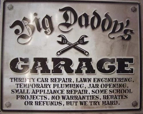 Vintage Tin Sign for Man Cave Big Daddy's Garage (98322)