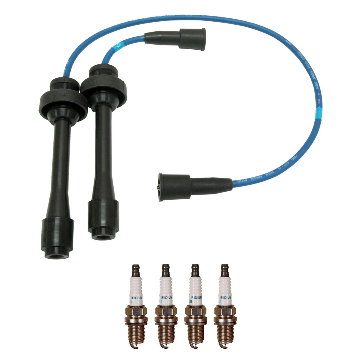 Set of 4 NGK Wire Set & Denso Double Iridium Spark Plugs for Protege 2001–2003