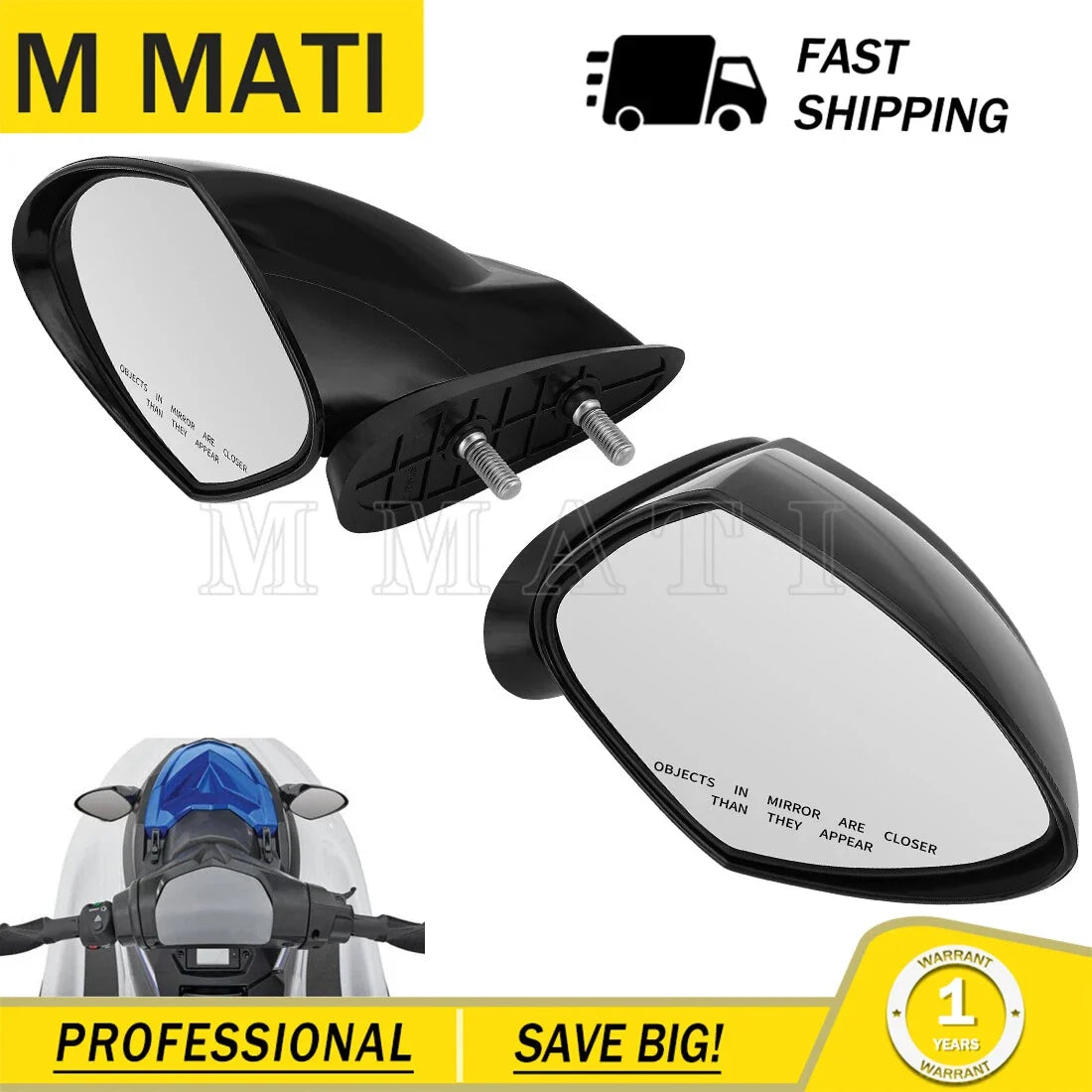 Mirror Set LH RH for Yamaha EX Sport Limited (F3Y-U596B-10-00, F3Y-U596C-10-00)