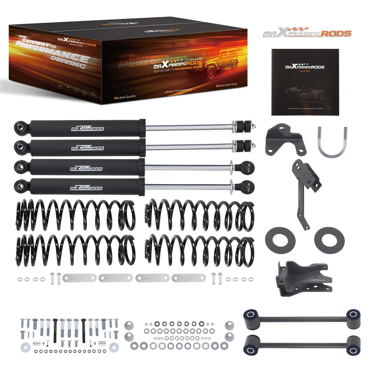 4 Inch Lift Kit with Shocks for Jeep Wrangler JK Unlimited 2007-2018