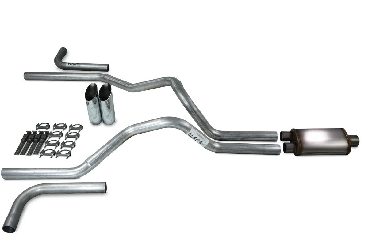 2.5" Dual Exhaust Kit for Chevy GMC 1500 (2015–2018) Stainless Slash Tips