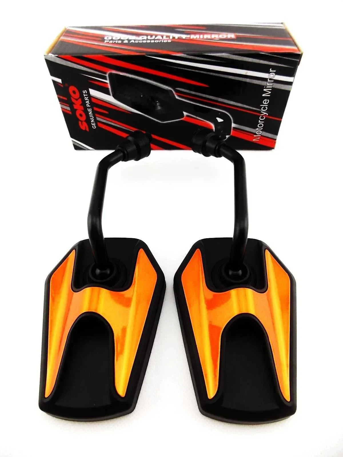 Black Orange Hex Soko Mirrors for VN250 Eliminator Kawasaki 1998-2015