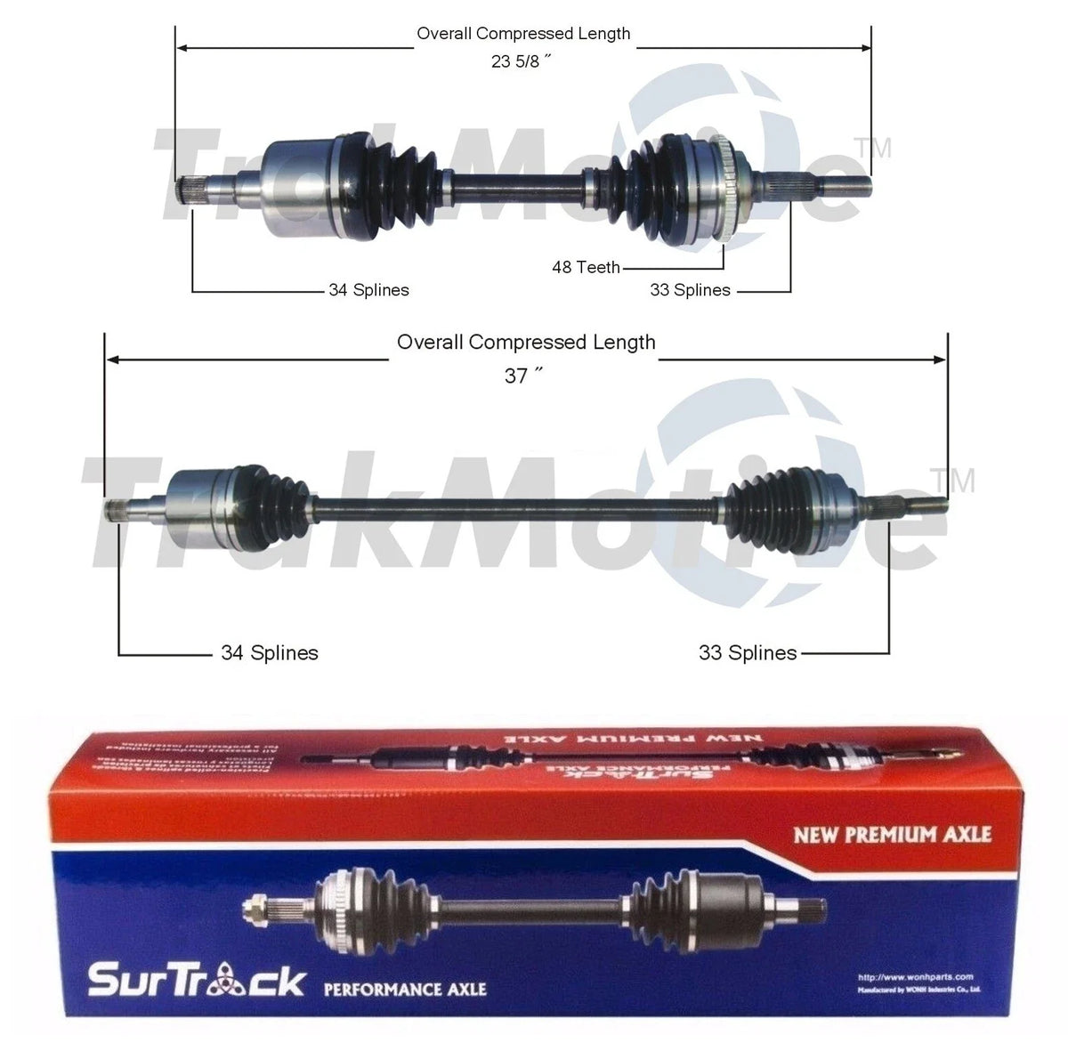 Set of 2 Front CV Axle Shafts for Cavalier Sunfire (1995–2005)