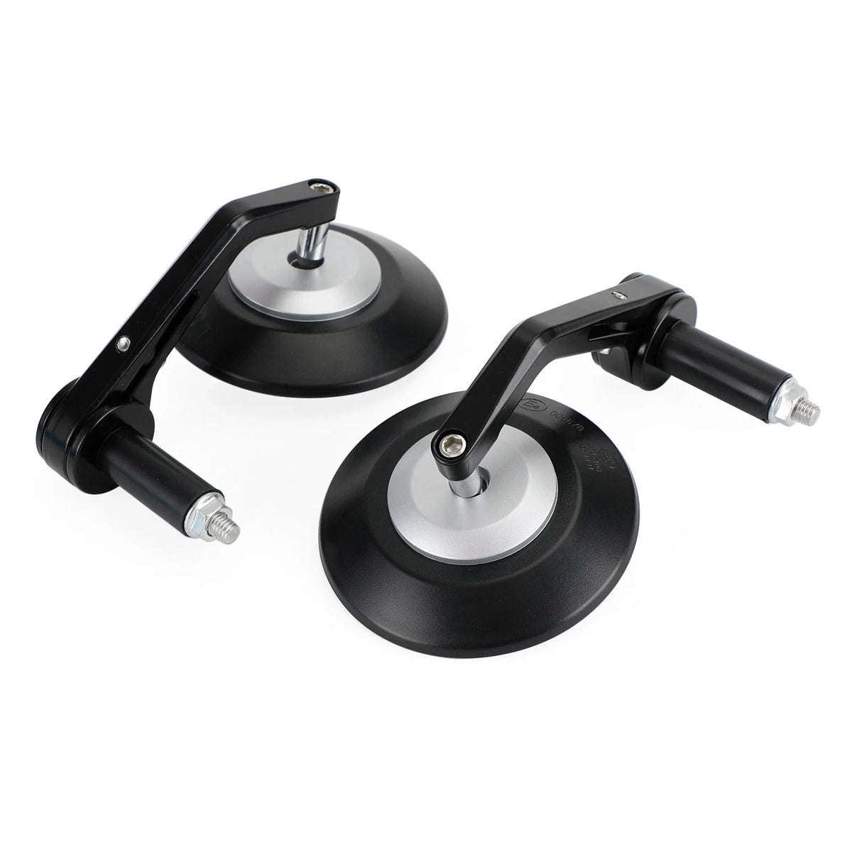 Custom Motorcycle 22mm Round Black Billet Handle Bar End Mirrors - Pair