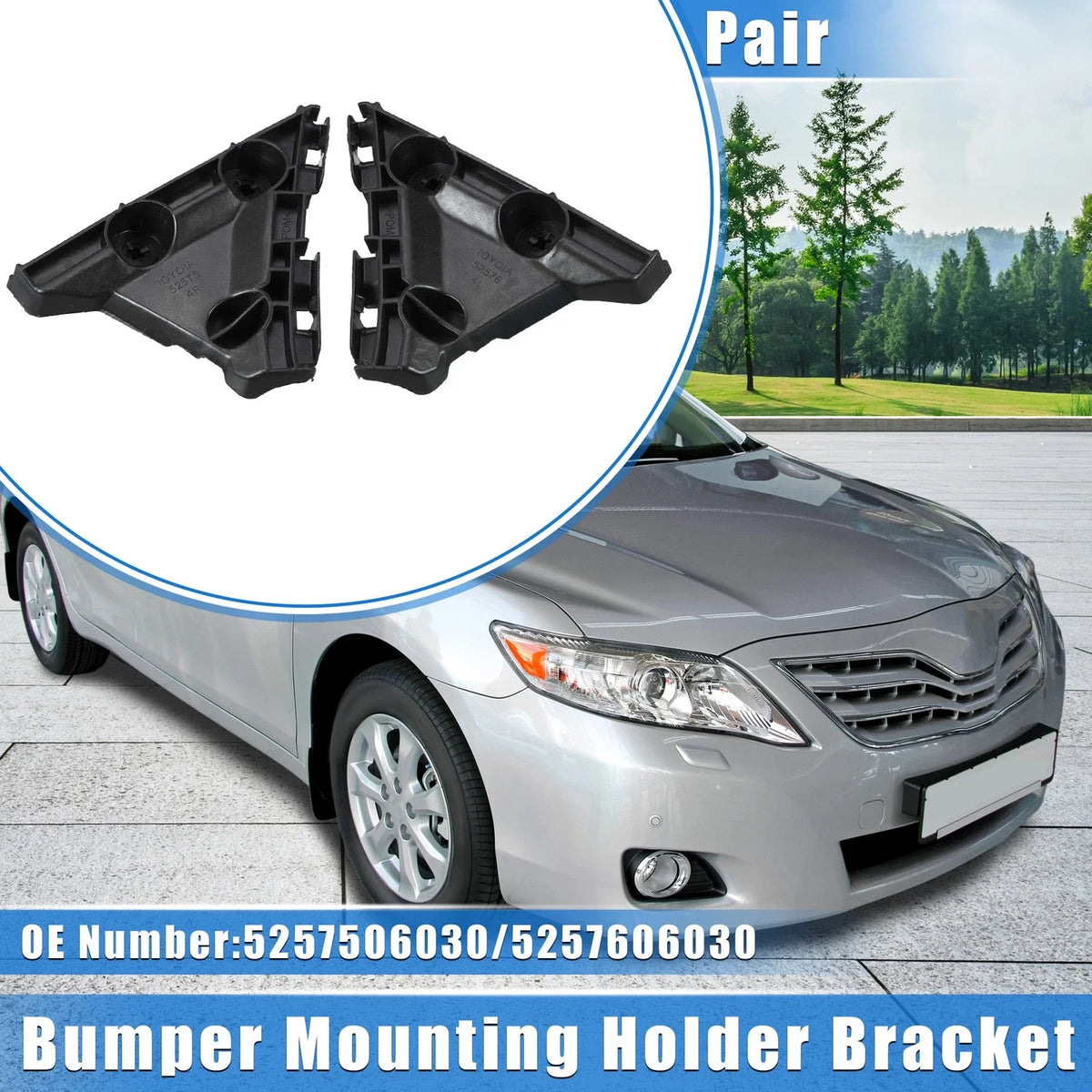 2X Bumper Mounting Support Bracket for Toyota Camry (2007–2011) Black