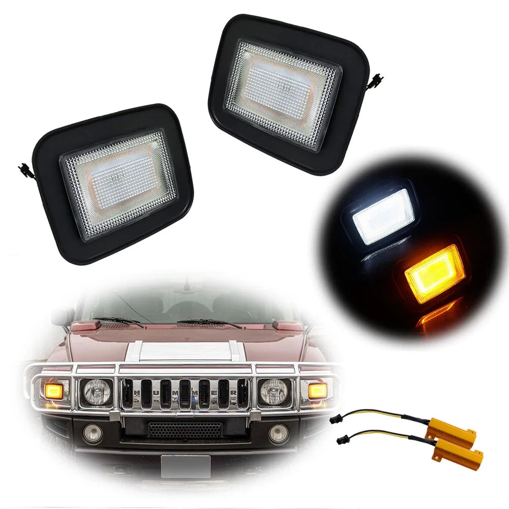2X Clear Lens Switchback LED Turn Signal Lights for Hummer H2 (2003–2009)