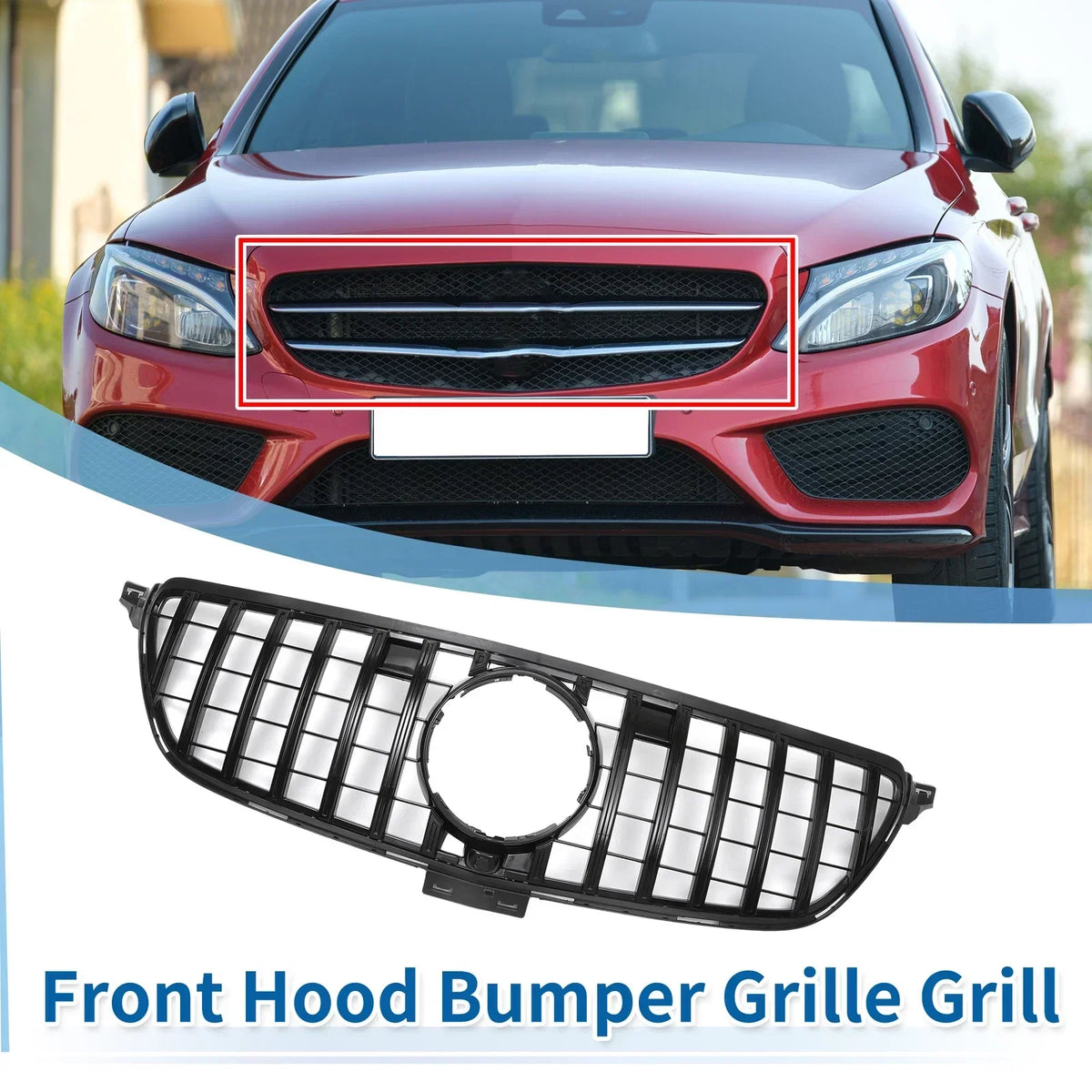 Front Upper Bumper Grille - Black for Mercedes-Benz GLE 2015-2019
