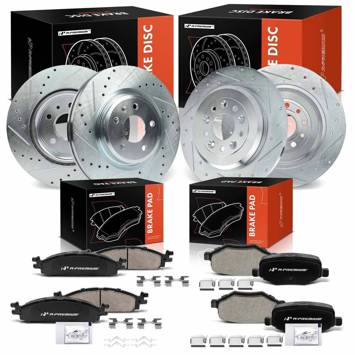 Set of 4 Drilled Brake Rotors & Ceramic Pads for Ford Explorer Taurus