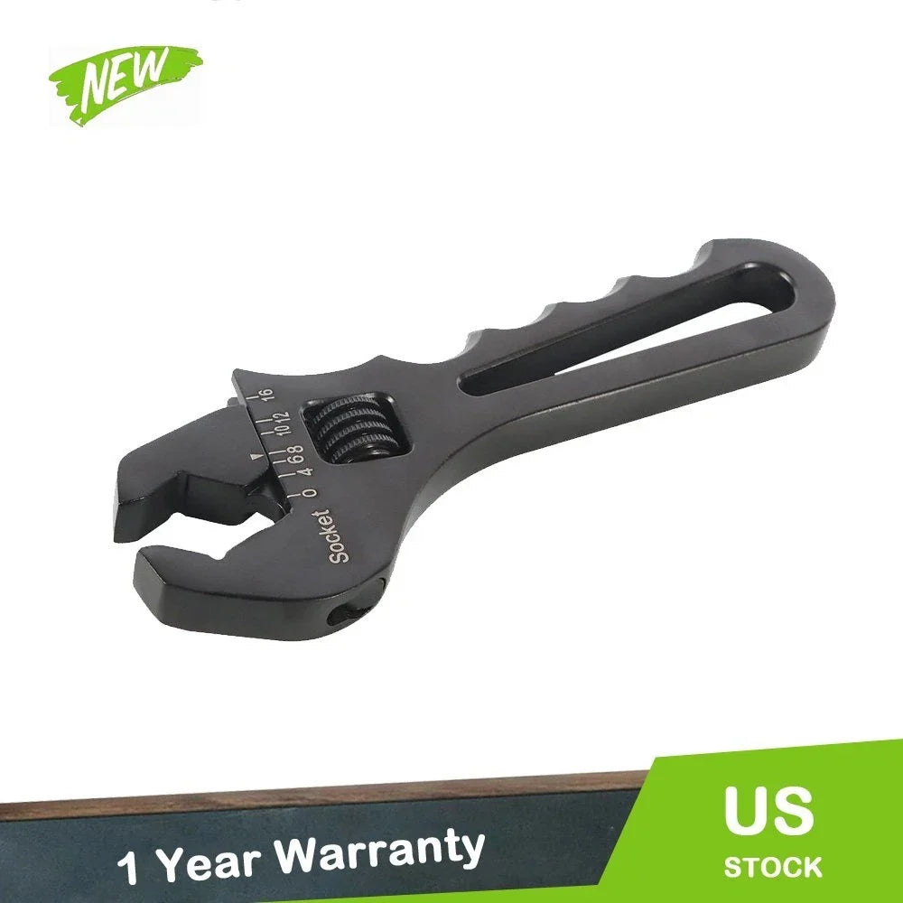 3AN-16AN Hose End Fitting Tool Spanner - Black Adjustable Aluminum