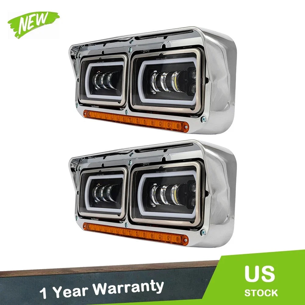 Projector Headlights with LED DRL for W900, Western Star 4800 1981-2019