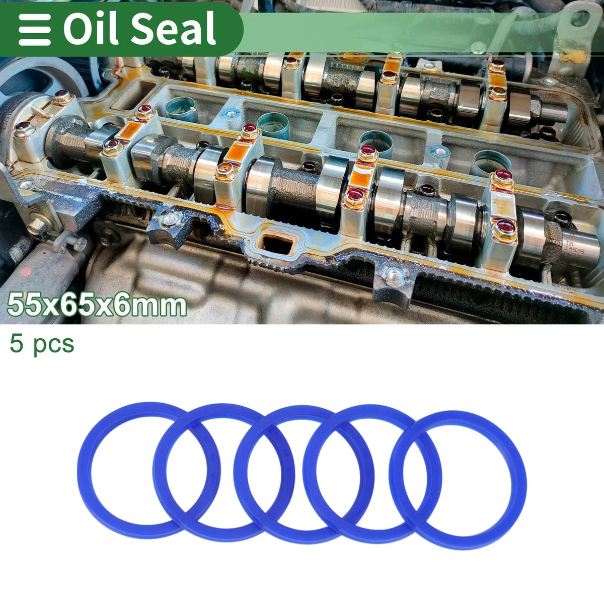 Set of 5 Oil Seal Rotary Shaft Seal 55x65x6mm High Pressure TPU