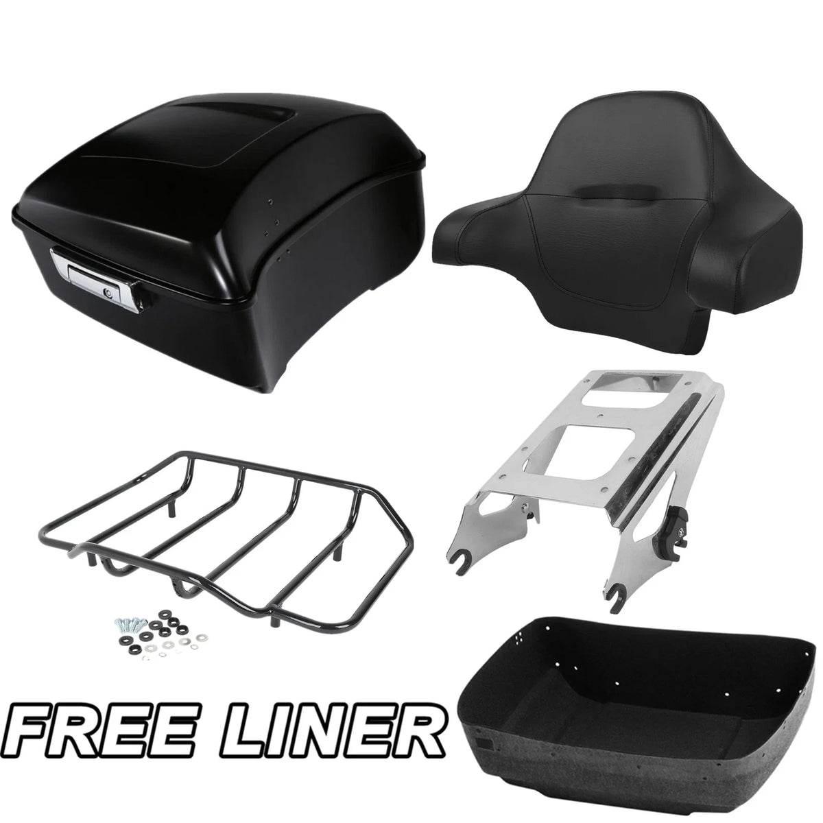 Luggage Mount Rack Trunk Pad - Matte Black for Harley Touring 2009-2013