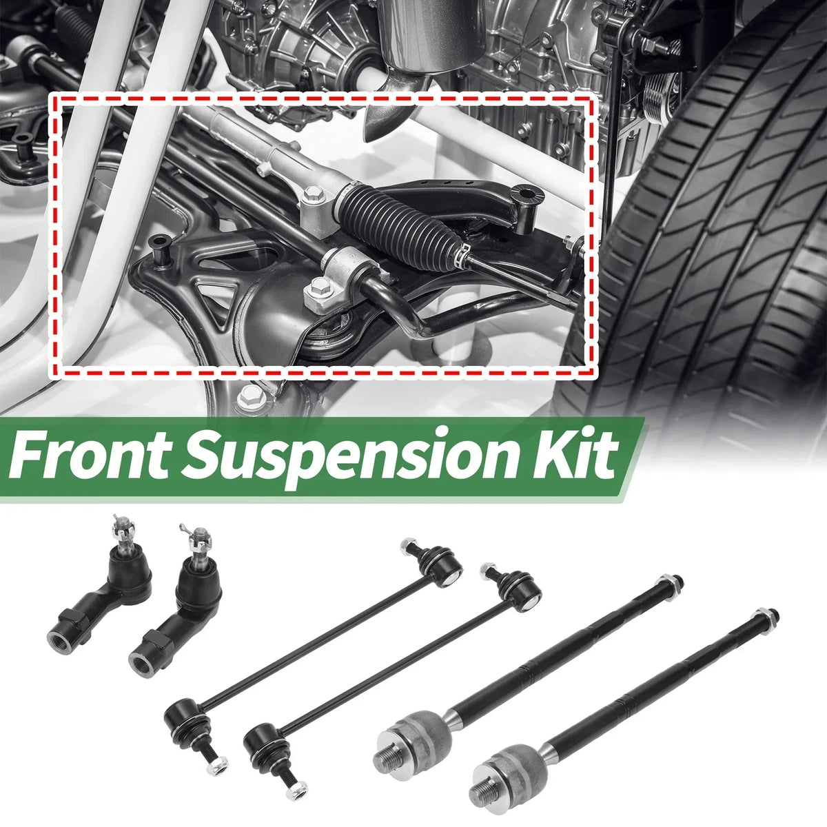 Front Suspension Kit - 6 Pcs Tie Rod Ends & Sway Bar Link for Dodge Dart