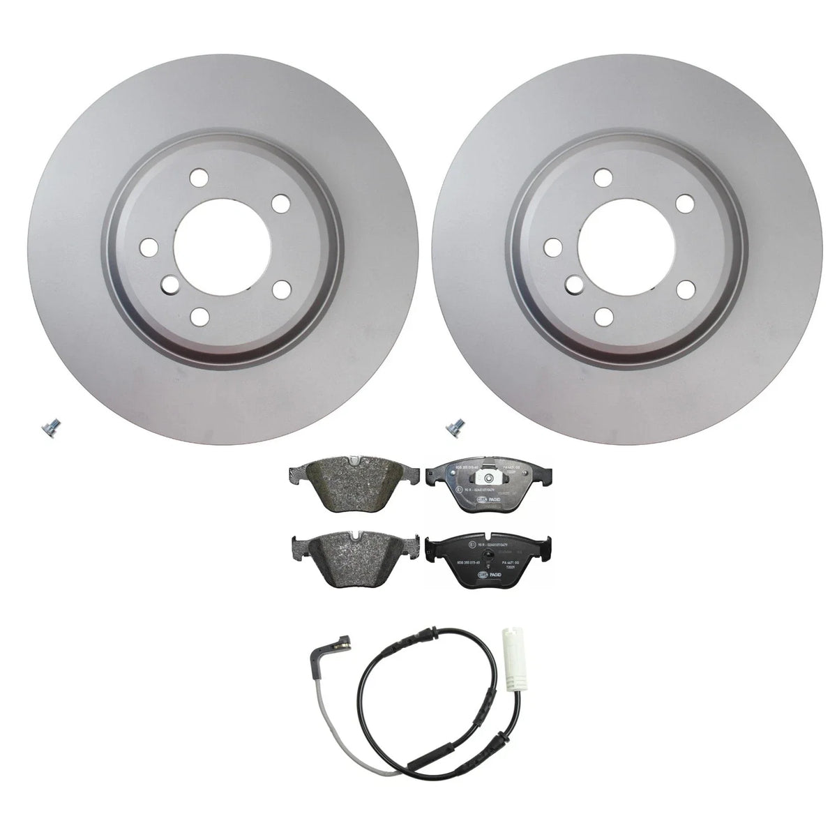 Hella Front Rotors & Low-Met Disc Brake Pad Kit for BMW E90 E93 (2007–2013)