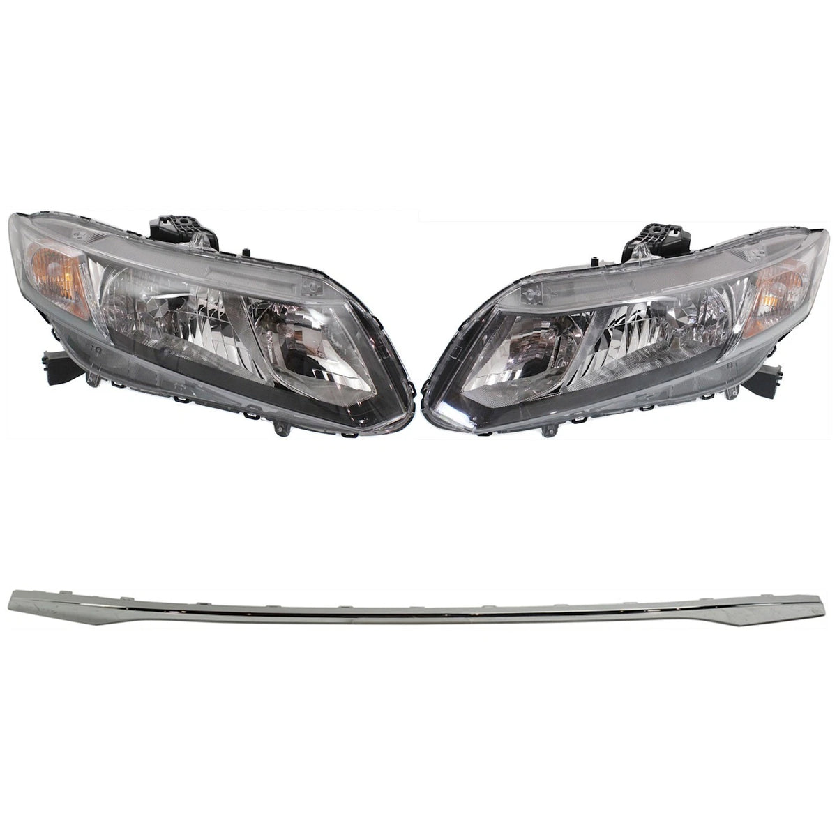 Headlight Kit for Honda Civic (2013–2015) LH RH Halogen with Bulbs