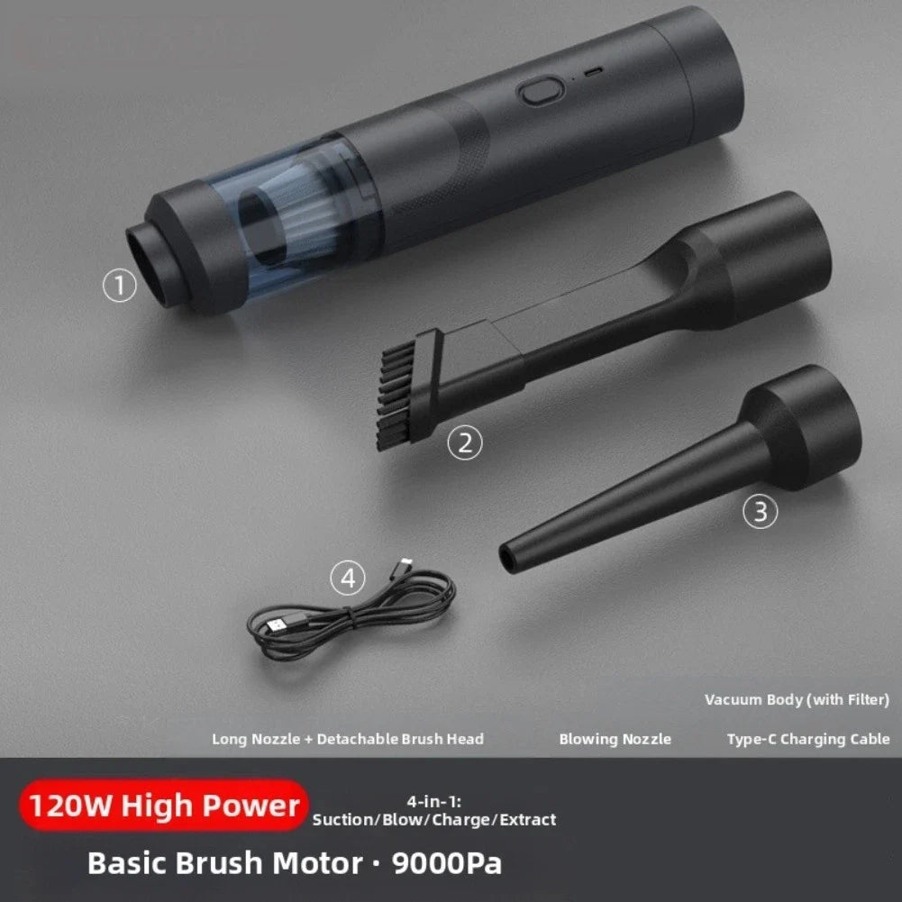 Handheld Car Vacuum Cleaner for All Vehicles (Brushless Motor, Suction & Blower)
